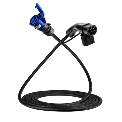 Cabo adaptador tipo 2 (lado da estação de carga) para tomada de comando azul de 3 pólos