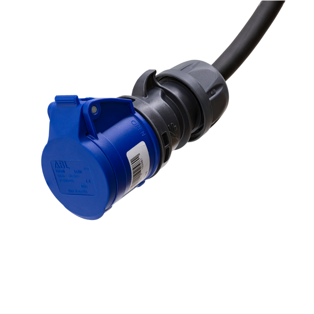Cabo adaptador tipo 2 (lado da estação de carga) para tomada de comando azul de 3 pólos