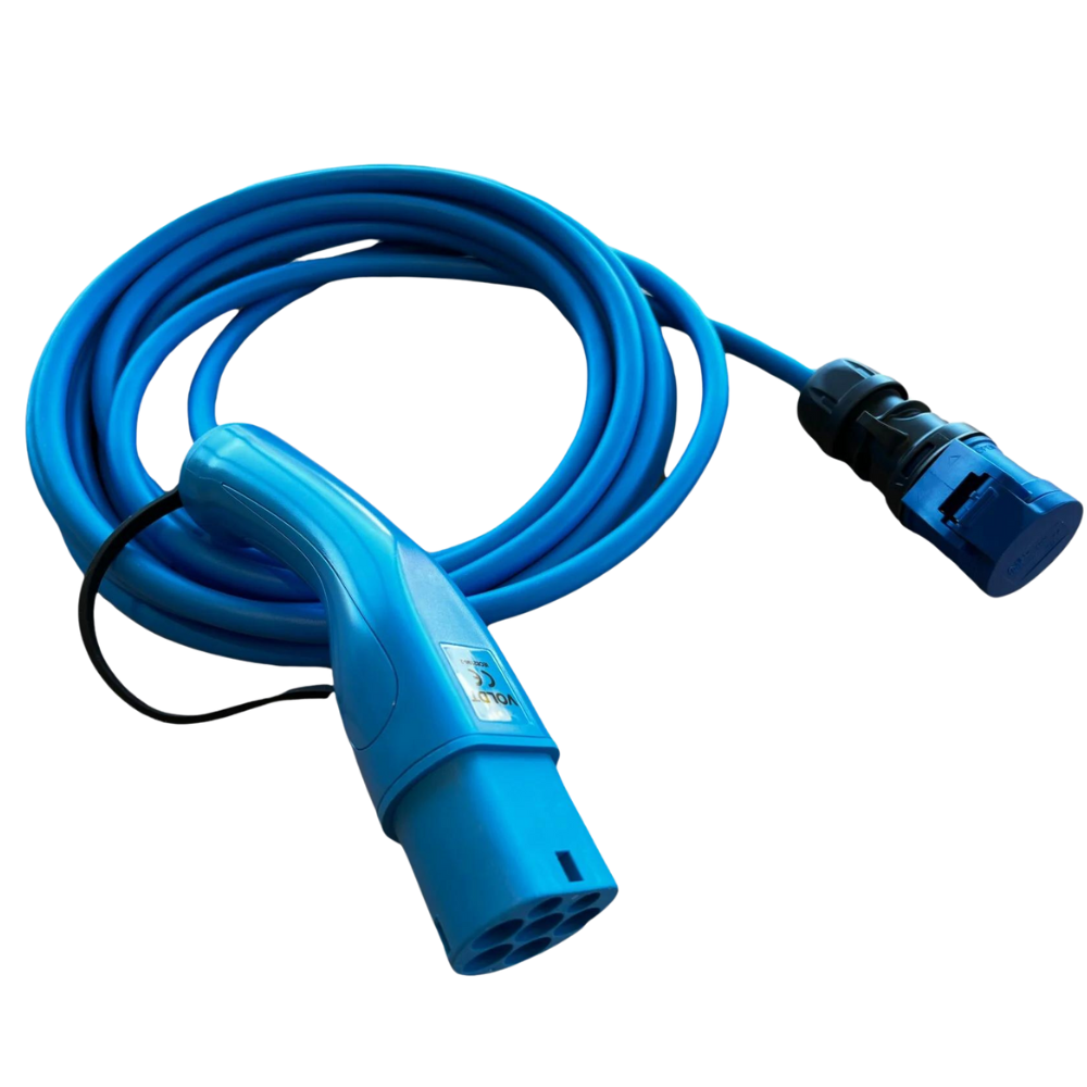Adapter kabel type 2 (strona stacji ładowania) do 3-biegunowego gniazda 16A niebieskiego CEE