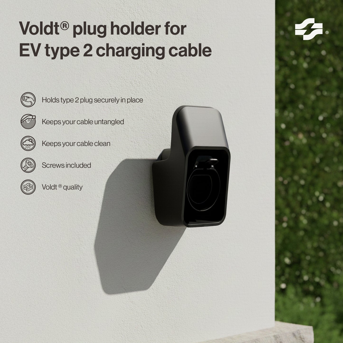 Plug holder for EV type 2 charging cable